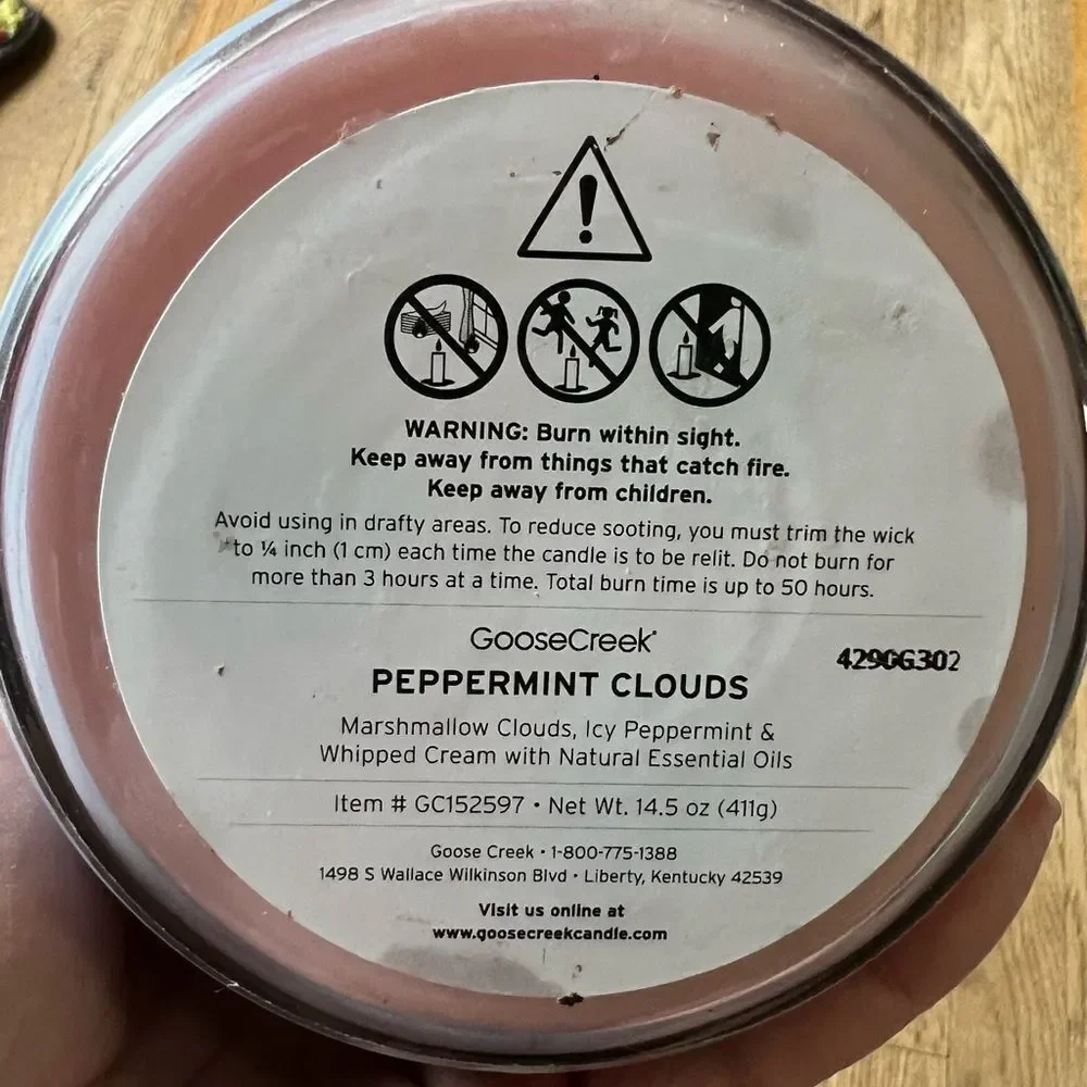 Goose Creek Peppermint Clouds 3 Wick Candle 14.5 Oz